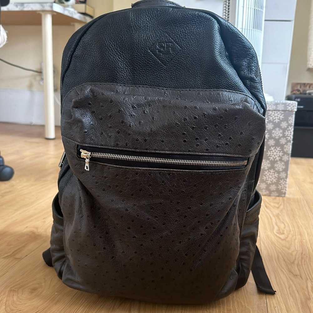 large leather backpack dark brown. Like new !